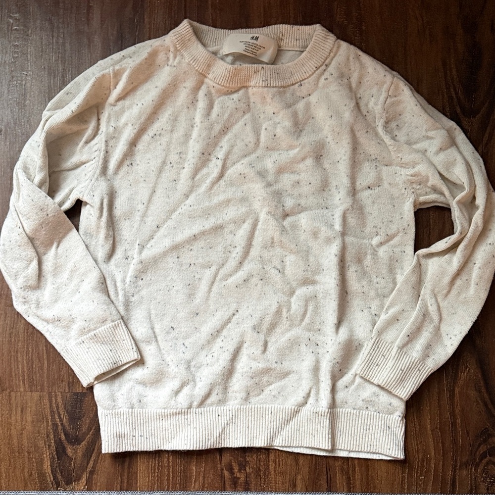 H&M boys Speckled Cream Crewneck Sweater